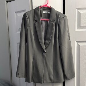 JustFab Charcoal Women's Single Breasted Blazer